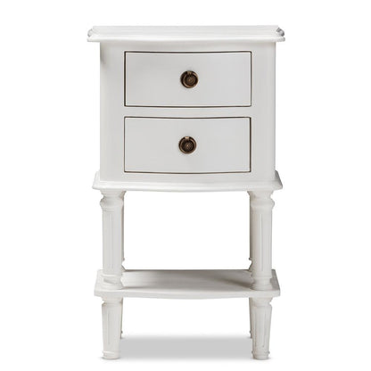 Audrey Country Cottage Farmhouse White Finished 2-Drawer Nightstand