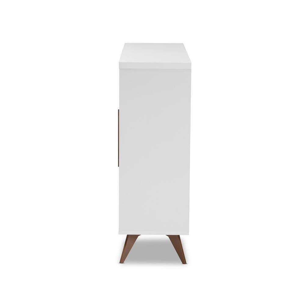 Baxton Studio Pietro Mid-Century Modern White and Brown Finished Wine Cabinet