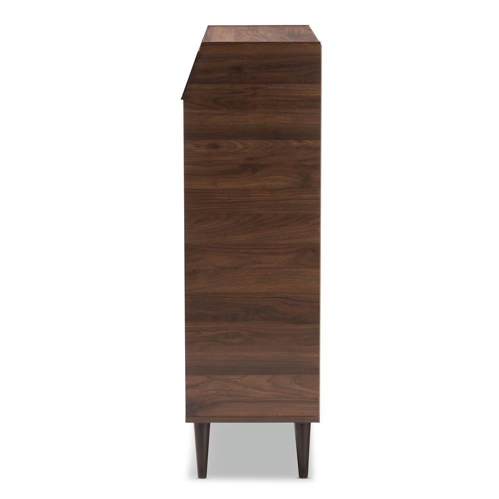 Walnut Brown finished 2-Door Wood Entryway Shoe Storage Cabinet