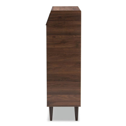 Walnut Brown finished 2-Door Wood Entryway Shoe Storage Cabinet
