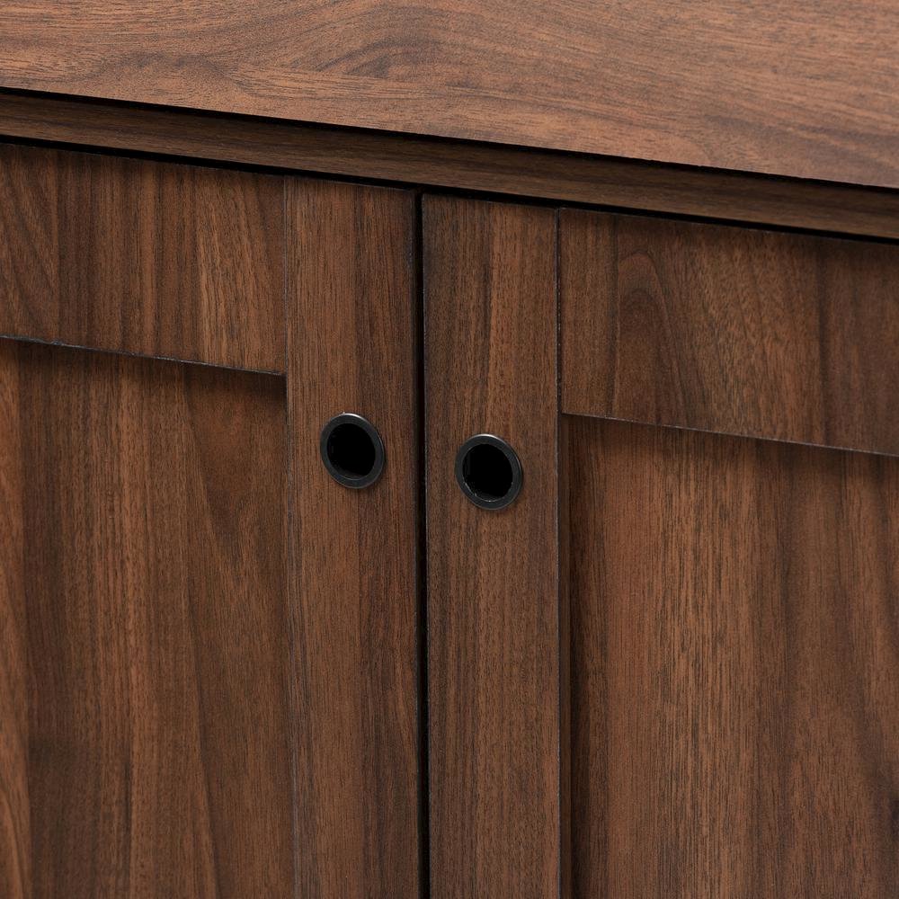 Walnut Brown finished 2-Door Wood Entryway Shoe Storage Cabinet