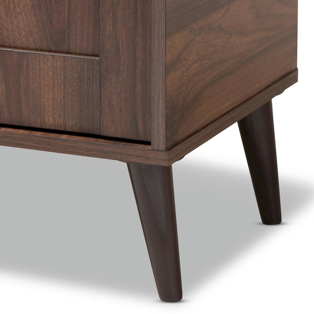 Walnut Brown finished 2-Door Wood Entryway Shoe Storage Cabinet