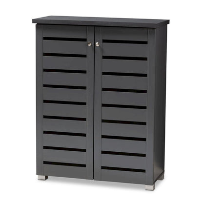 Dark Gray 2-Door Wooden Entryway Shoe Storage Cabinet