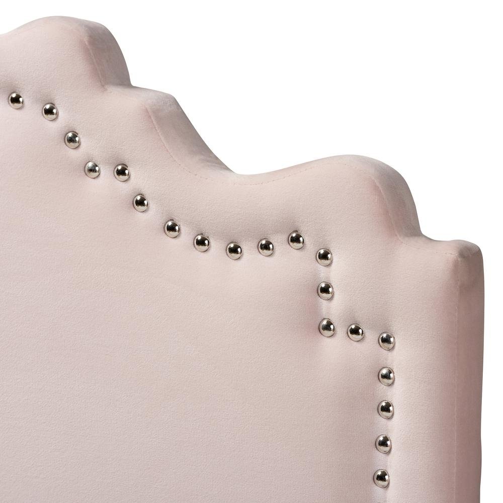 Light Pink Velvet Fabric Upholstered Twin Size Headboard