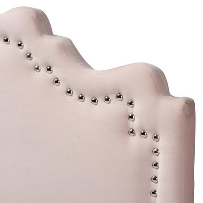 Light Pink Velvet Fabric Upholstered Twin Size Headboard