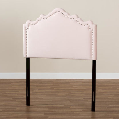 Light Pink Velvet Fabric Upholstered Twin Size Headboard