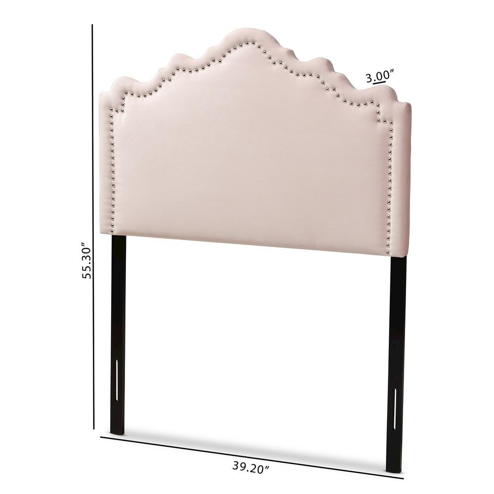 Light Pink Velvet Fabric Upholstered Twin Size Headboard