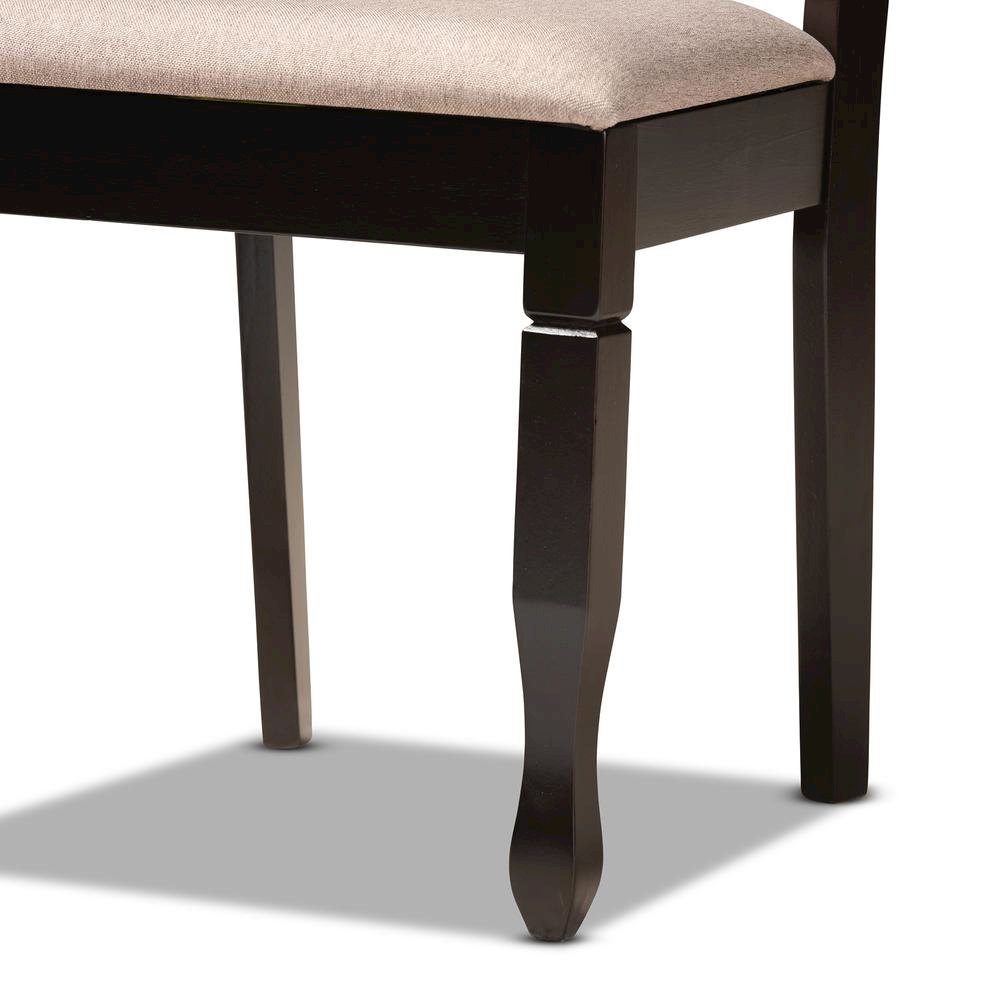 Sand Fabric Upholstered and Dark Brown Finished Wood 5-Piece Dining Set