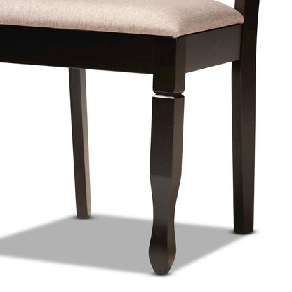 Sand Fabric Upholstered and Dark Brown Finished Wood 5-Piece Dining Set