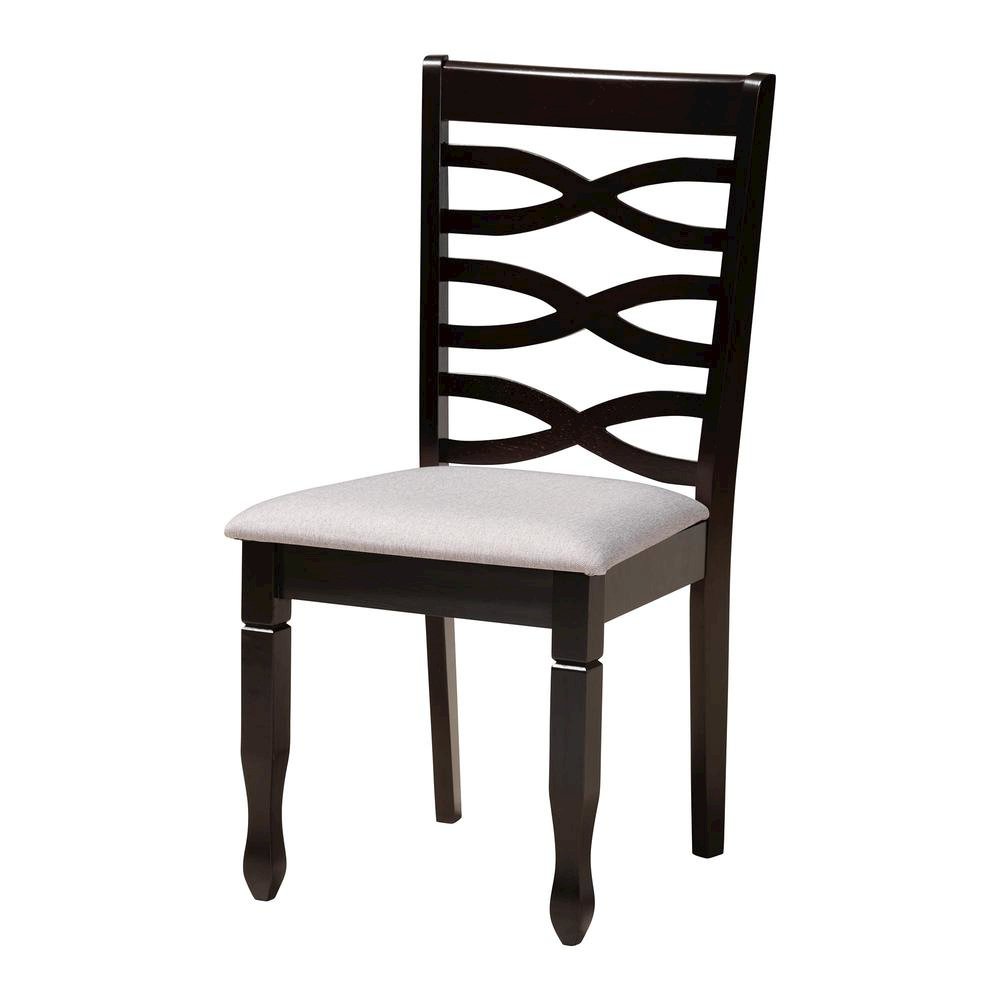 Darina Modern Grey Fabric and Dark Brown Finished Wood 5-Piece Dining Set