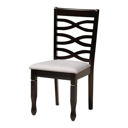 Darina Modern Grey Fabric and Dark Brown Finished Wood 5-Piece Dining Set