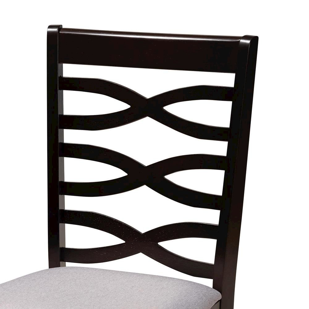 Darina Modern Grey Fabric and Dark Brown Finished Wood 5-Piece Dining Set