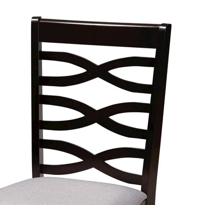 Darina Modern Grey Fabric and Dark Brown Finished Wood 5-Piece Dining Set