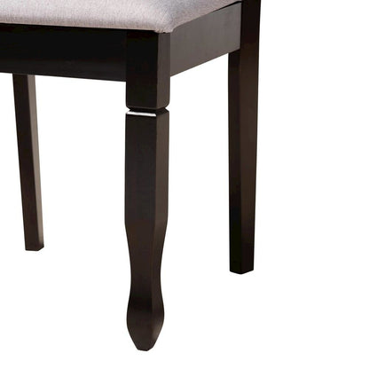 Darina Modern Grey Fabric and Dark Brown Finished Wood 5-Piece Dining Set