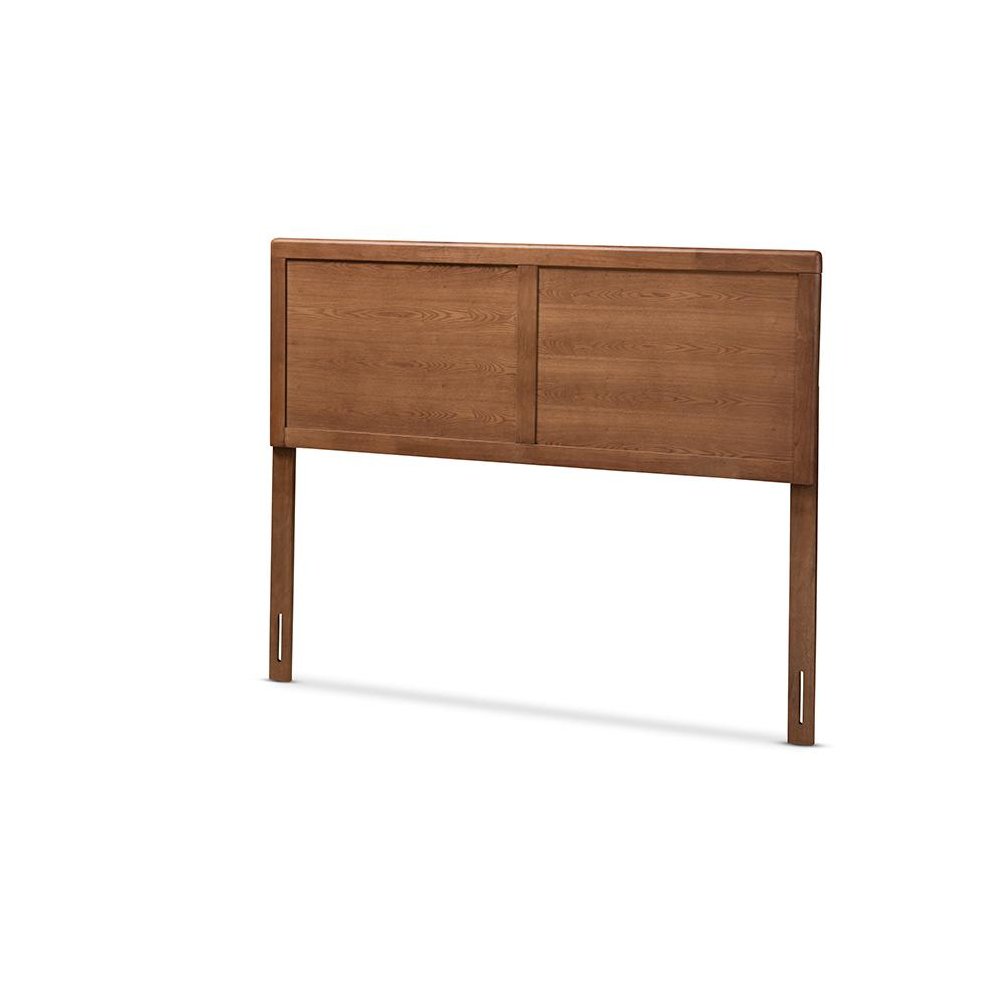 Raya Mid-Century Modern Walnut Brown Finished Wood Queen Size Headboard