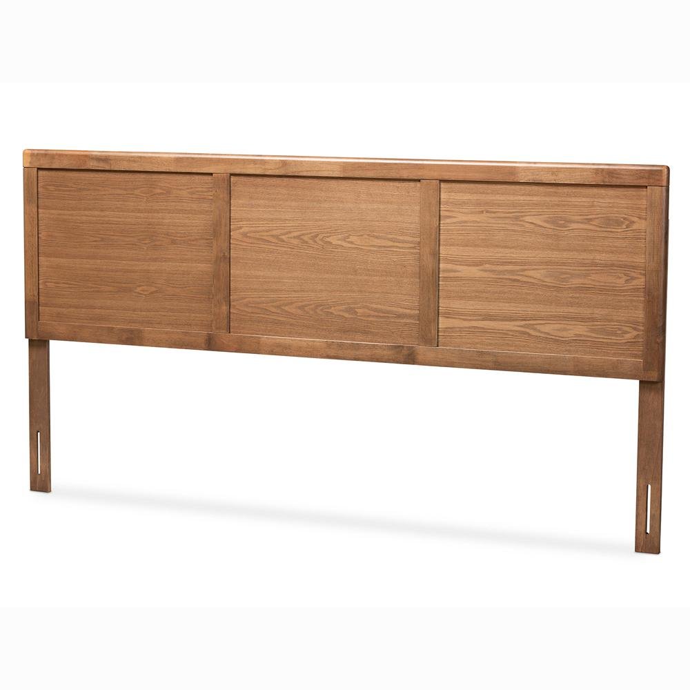 Raya Mid-Century Modern Walnut Brown Finished Wood King Size Headboard