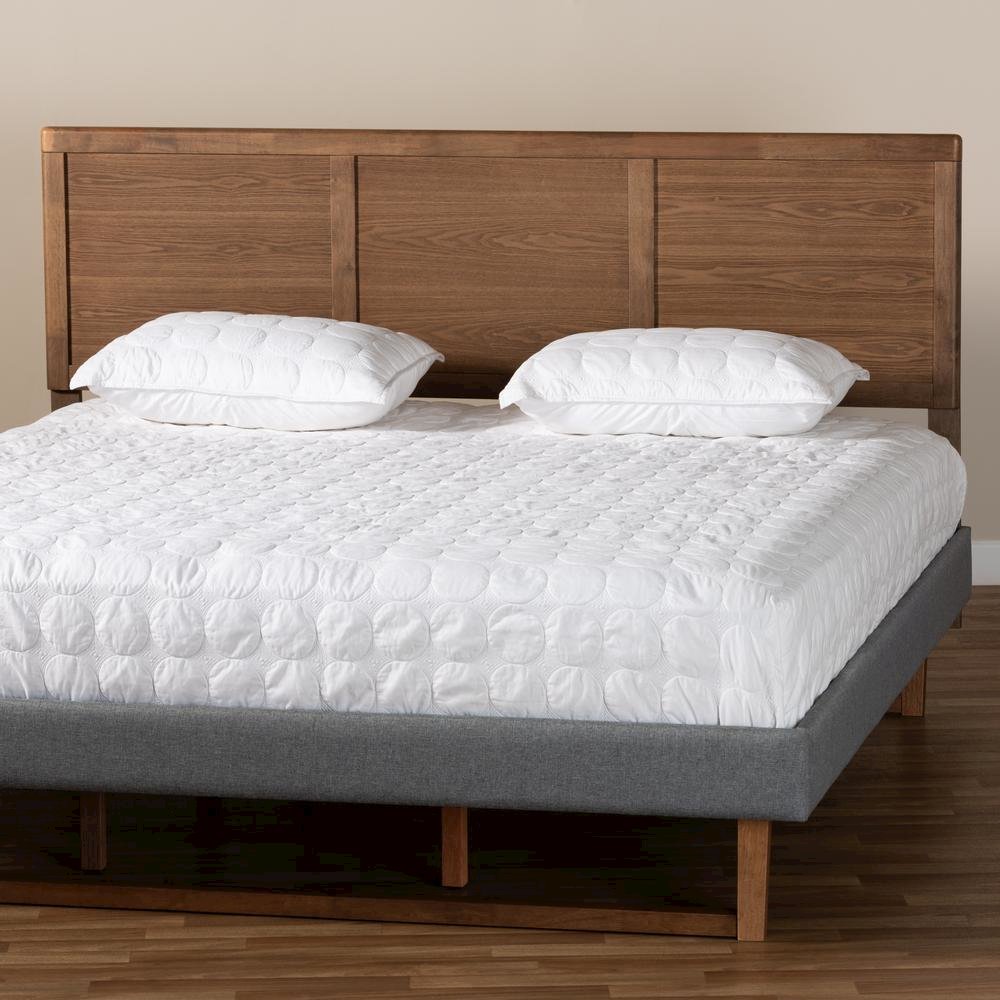 Raya Mid-Century Modern Walnut Brown Finished Wood King Size Headboard