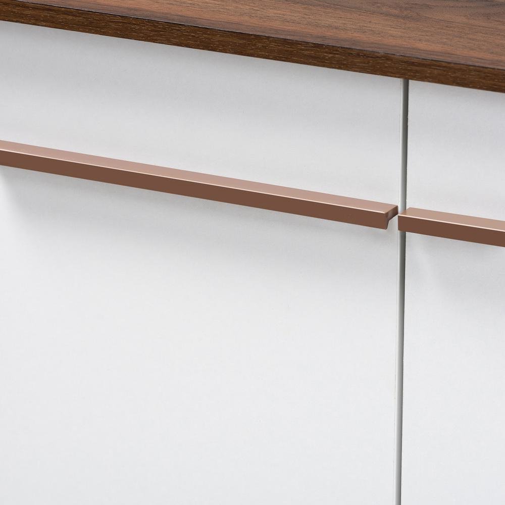 Two-Tone White and Walnut Finished 5-Shelf Wood Entryway Shoe Cabinet
