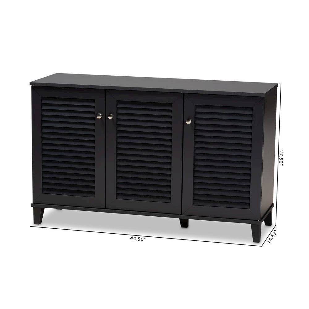 Dark Grey Finished 8-Shelf Wood Shoe Storage Cabinet