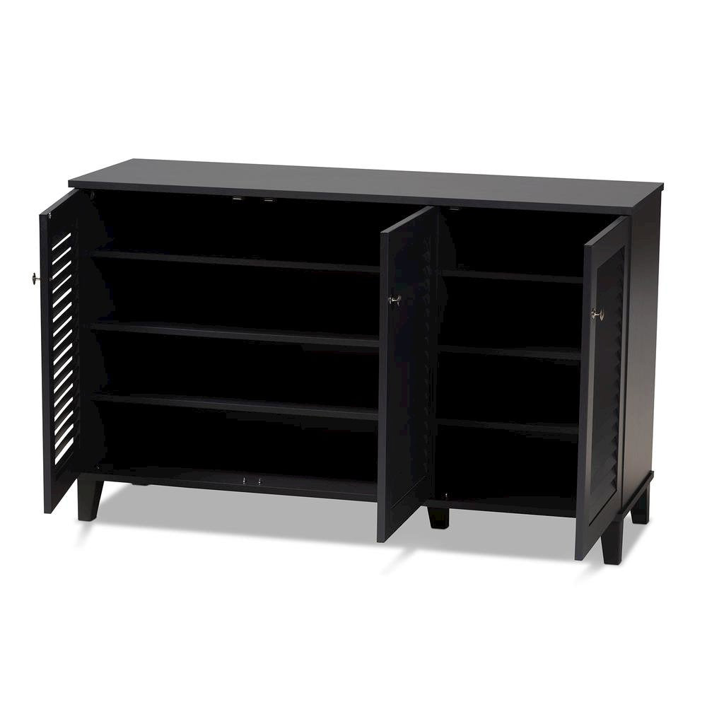 Dark Grey Finished 8-Shelf Wood Shoe Storage Cabinet