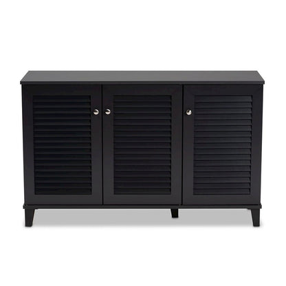 Dark Grey Finished 8-Shelf Wood Shoe Storage Cabinet