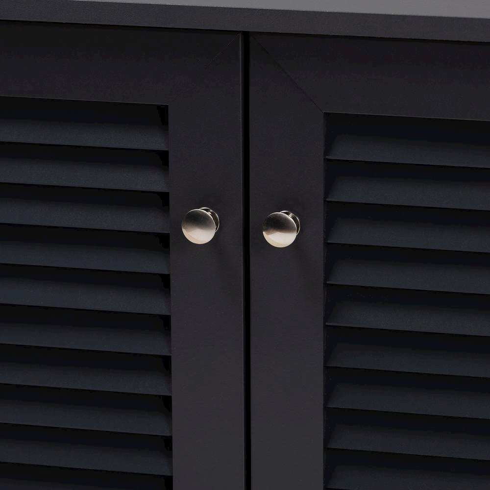 Dark Grey Finished 8-Shelf Wood Shoe Storage Cabinet