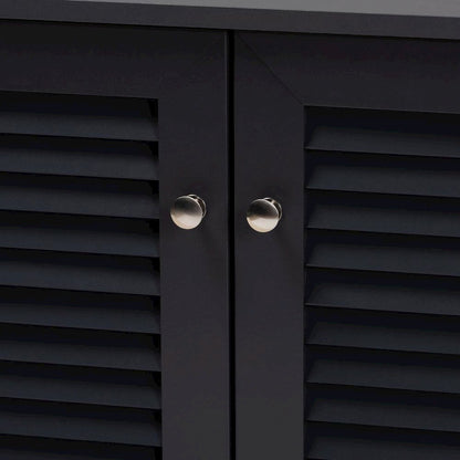 Dark Grey Finished 8-Shelf Wood Shoe Storage Cabinet