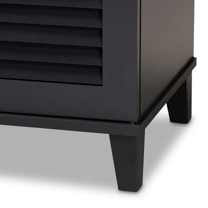 Dark Grey Finished 8-Shelf Wood Shoe Storage Cabinet