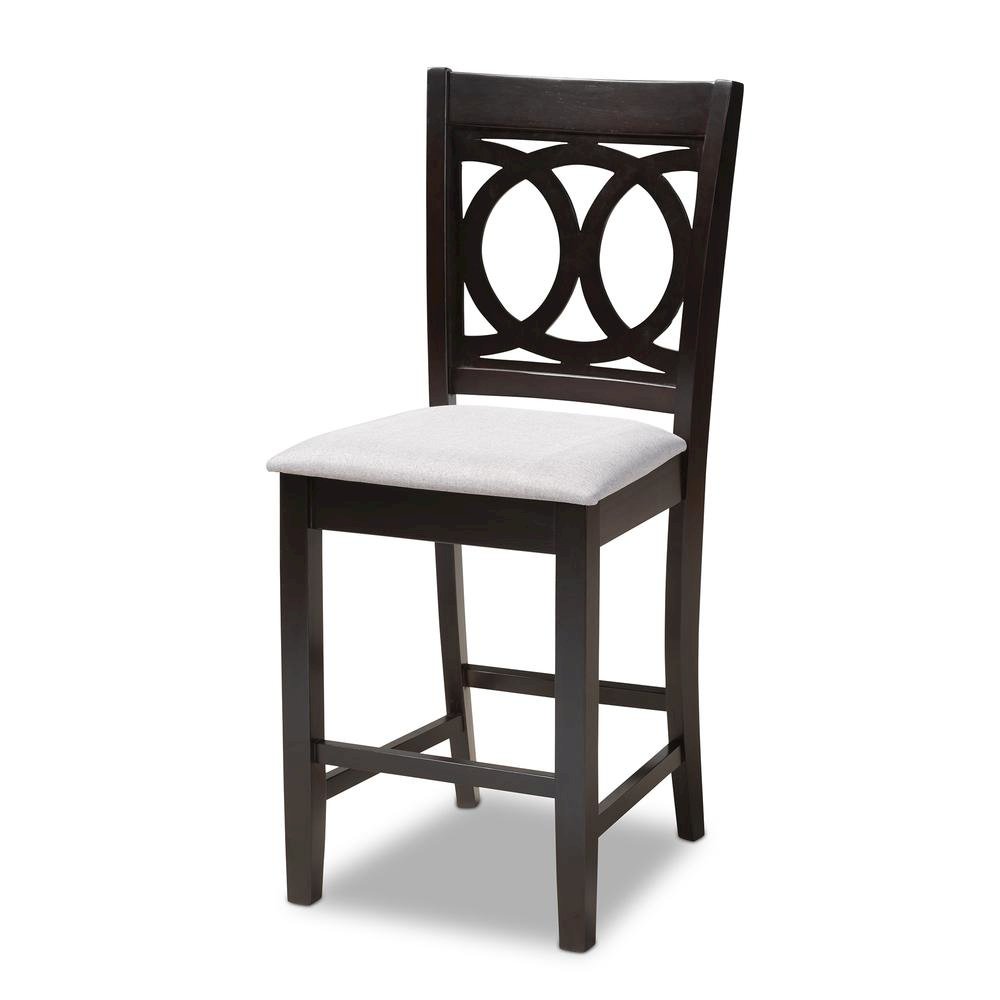 Gray Fabric Upholstered Espresso Brown Finished 5-Piece Wood Pub Set