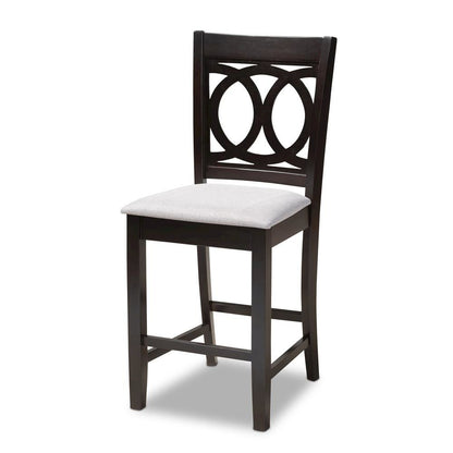 Gray Fabric Upholstered Espresso Brown Finished 5-Piece Wood Pub Set