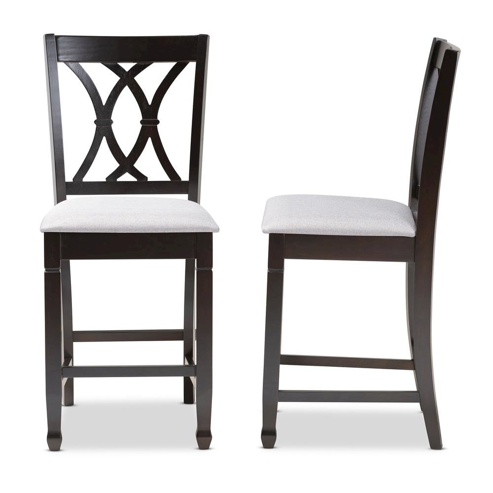 Espresso Brown Finished Wood Counter Height Pub Chair Set of 2