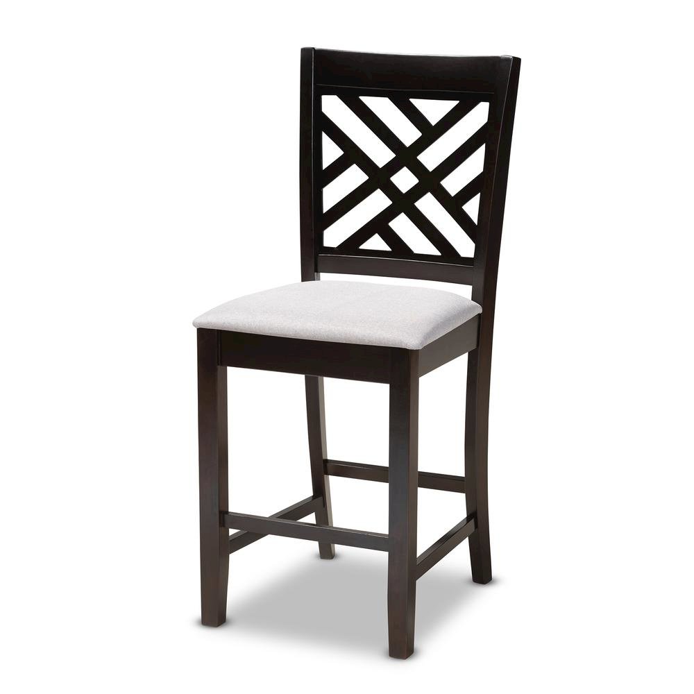 Gray Fabric Upholstered Espresso Brown Finished 5-Piece Wood Pub Set
