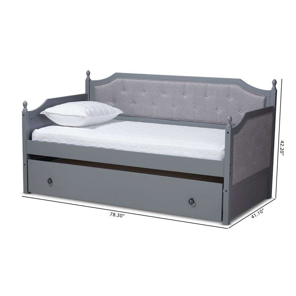 Grey Finished Wood Twin Size Daybed with Trundle