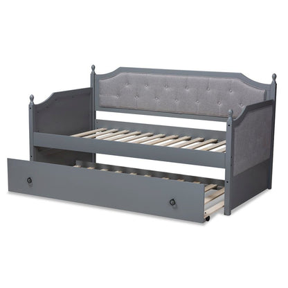 Grey Finished Wood Twin Size Daybed with Trundle