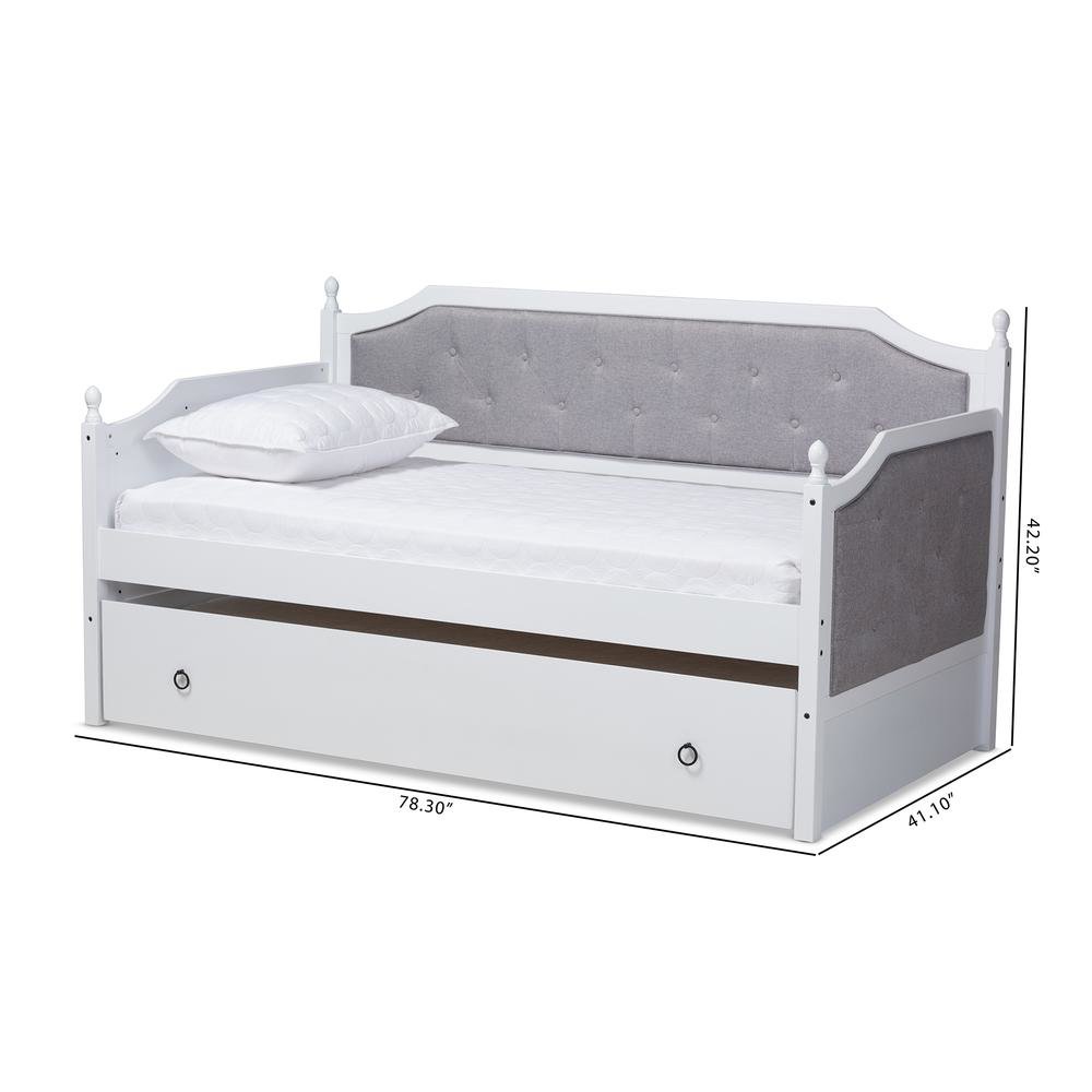 White Finished Wood Twin Size Daybed with Trundle