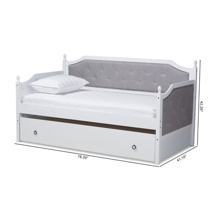 White Finished Wood Twin Size Daybed with Trundle