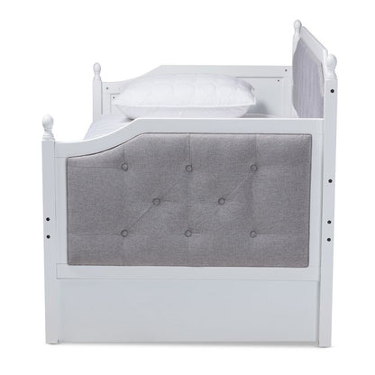 White Finished Wood Twin Size Daybed with Trundle