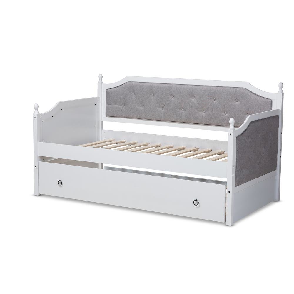 White Finished Wood Twin Size Daybed with Trundle