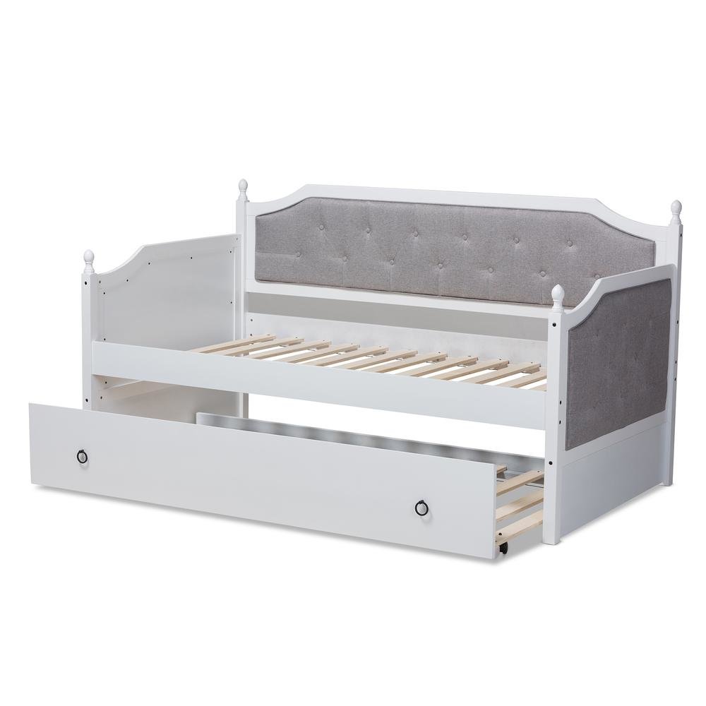 White Finished Wood Twin Size Daybed with Trundle