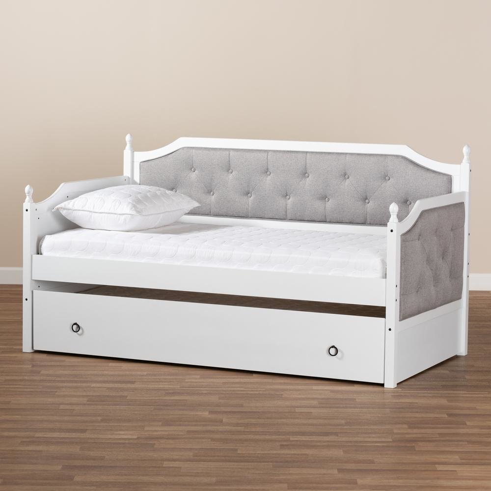 White Finished Wood Twin Size Daybed with Trundle