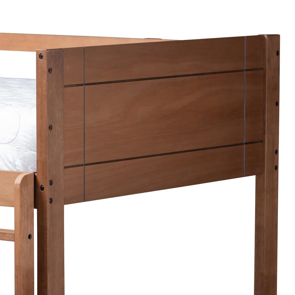 Elsie Modern and Contemporary Walnut Brown Finished Wood Twin Size Bunk Bed