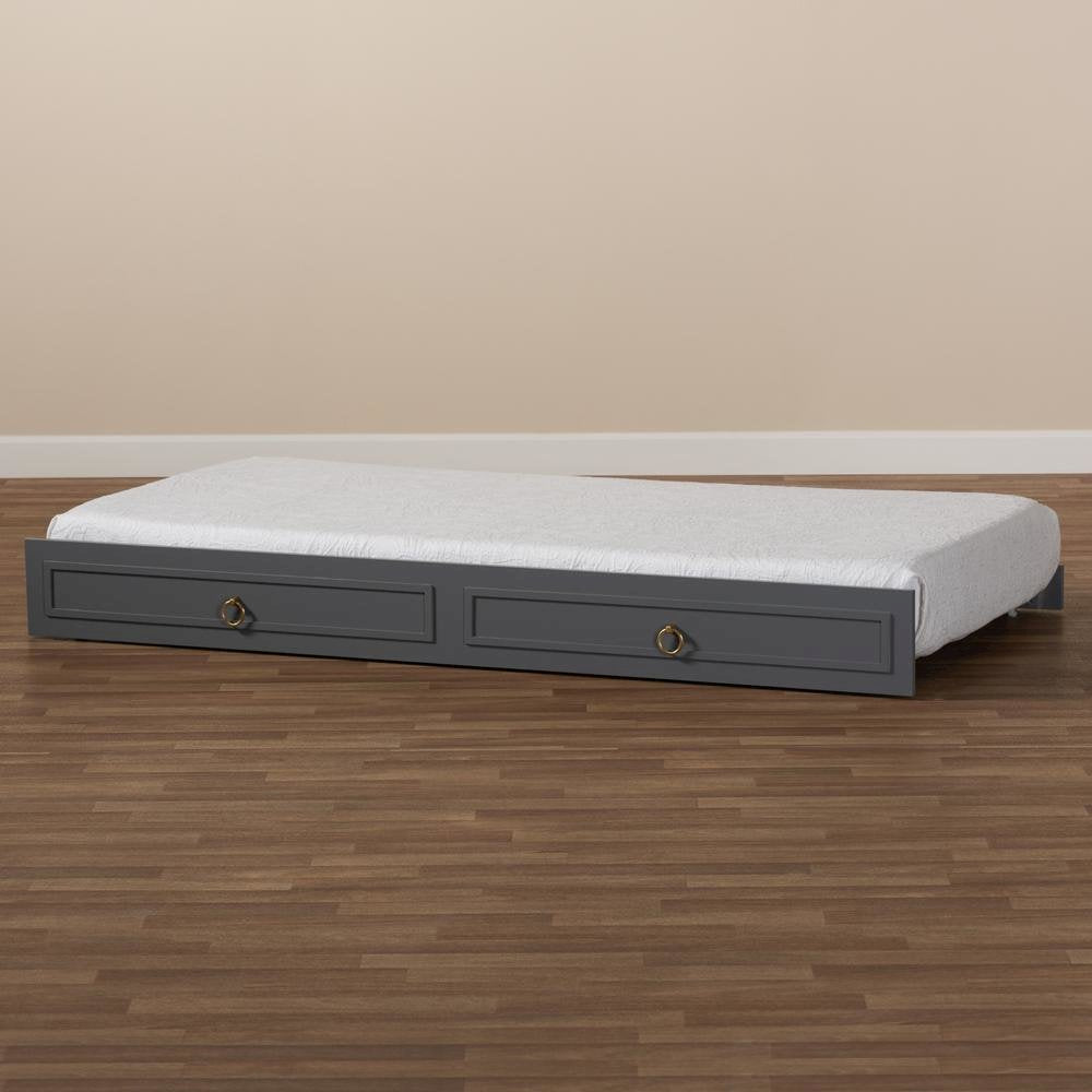 Mariana Classic and Traditional Grey Finished Wood Twin Size Trundle