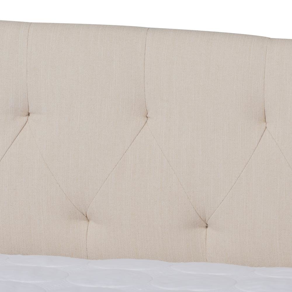 Beige Fabric Upholstered Full Size Daybed with Roll-Out Trundle Bed