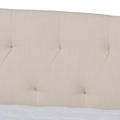 Beige Fabric Upholstered Full Size Daybed with Roll-Out Trundle Bed