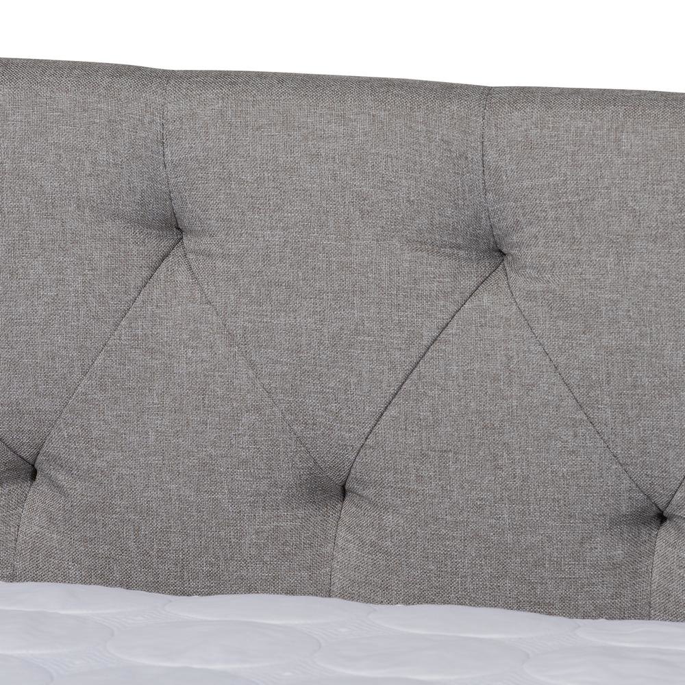Light Grey Fabric Upholstered Full Size Daybed with Roll-Out Trundle Bed
