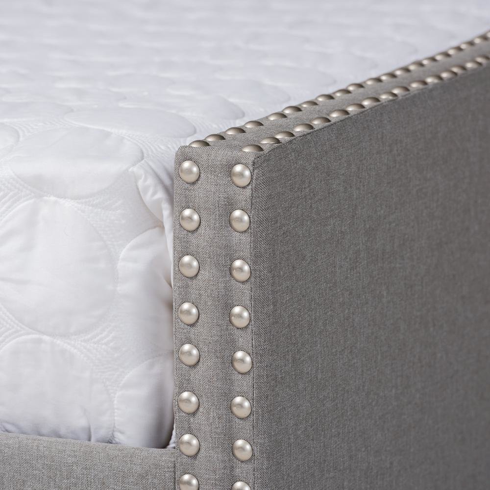 Light Grey Fabric Upholstered Full Size Daybed with Roll-Out Trundle Bed