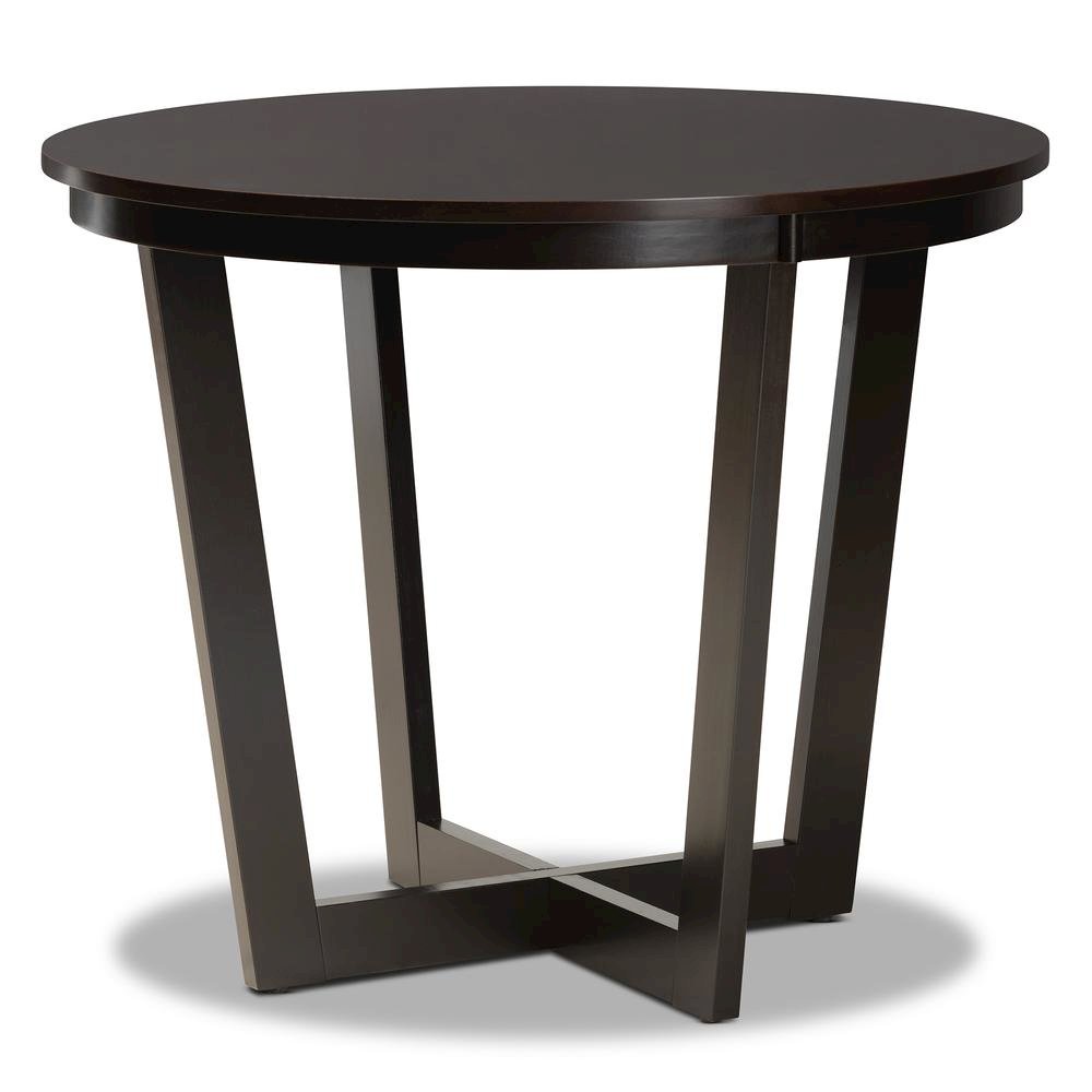 Grey Fabric Upholstered and Dark Brown Finished Wood 5-Piece Dining Set