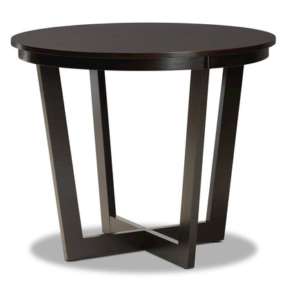 Grey Fabric Upholstered and Dark Brown Finished Wood 5-Piece Dining Set