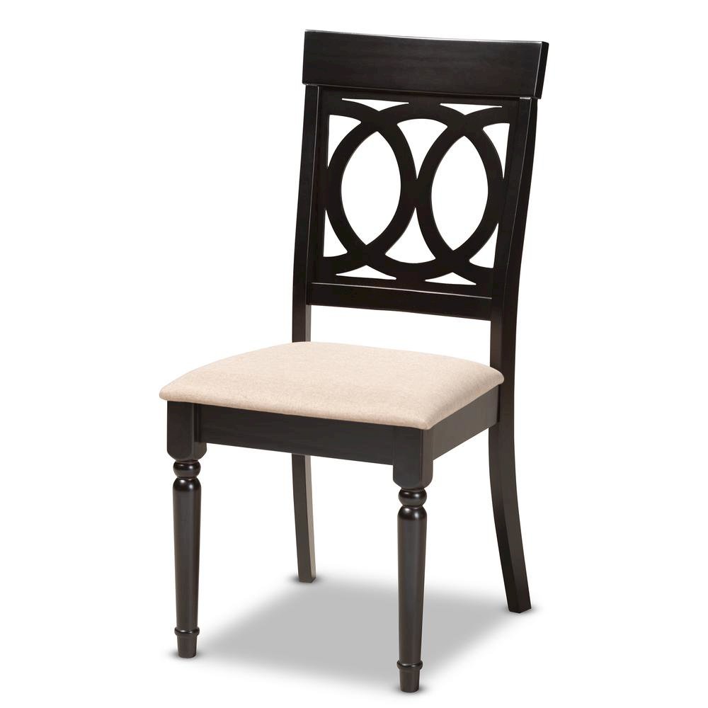 Sand Fabric Upholstered Espresso Brown Finished 5-Piece Wood Dining Set