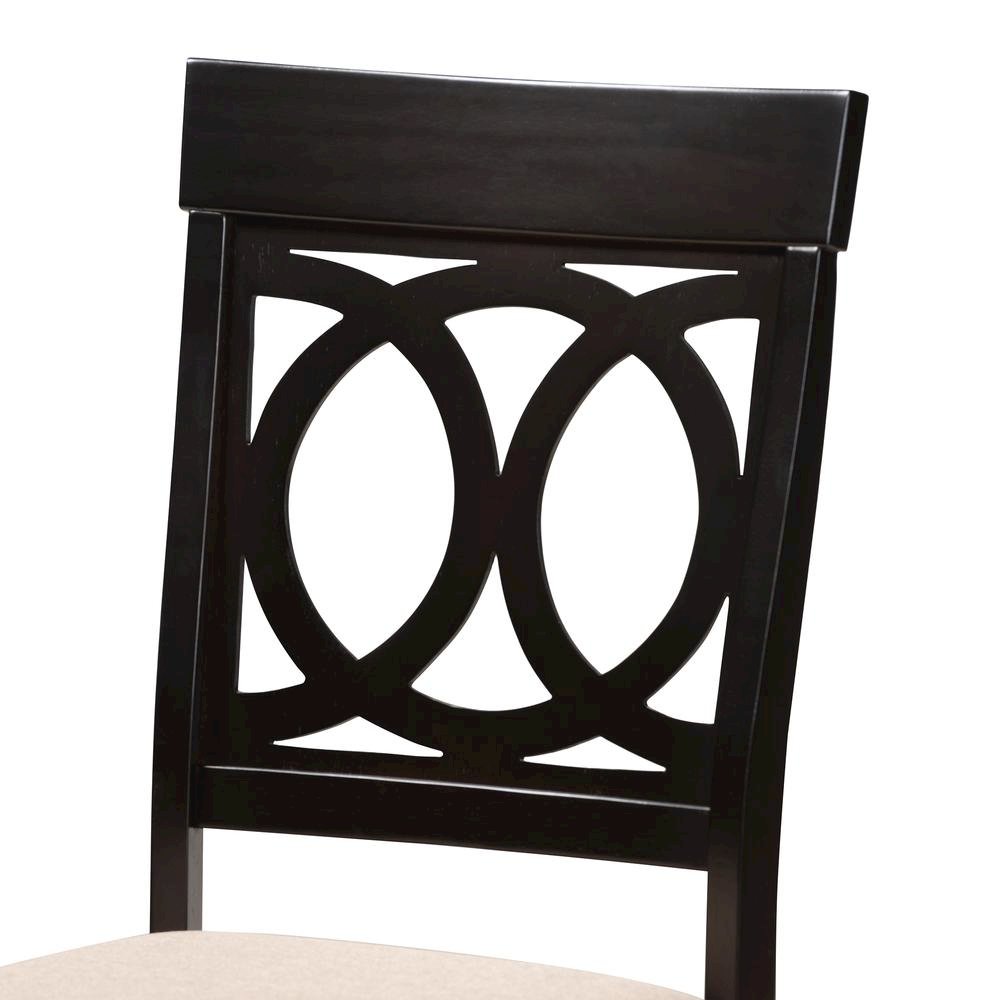 Sand Fabric Upholstered Espresso Brown Finished 5-Piece Wood Dining Set